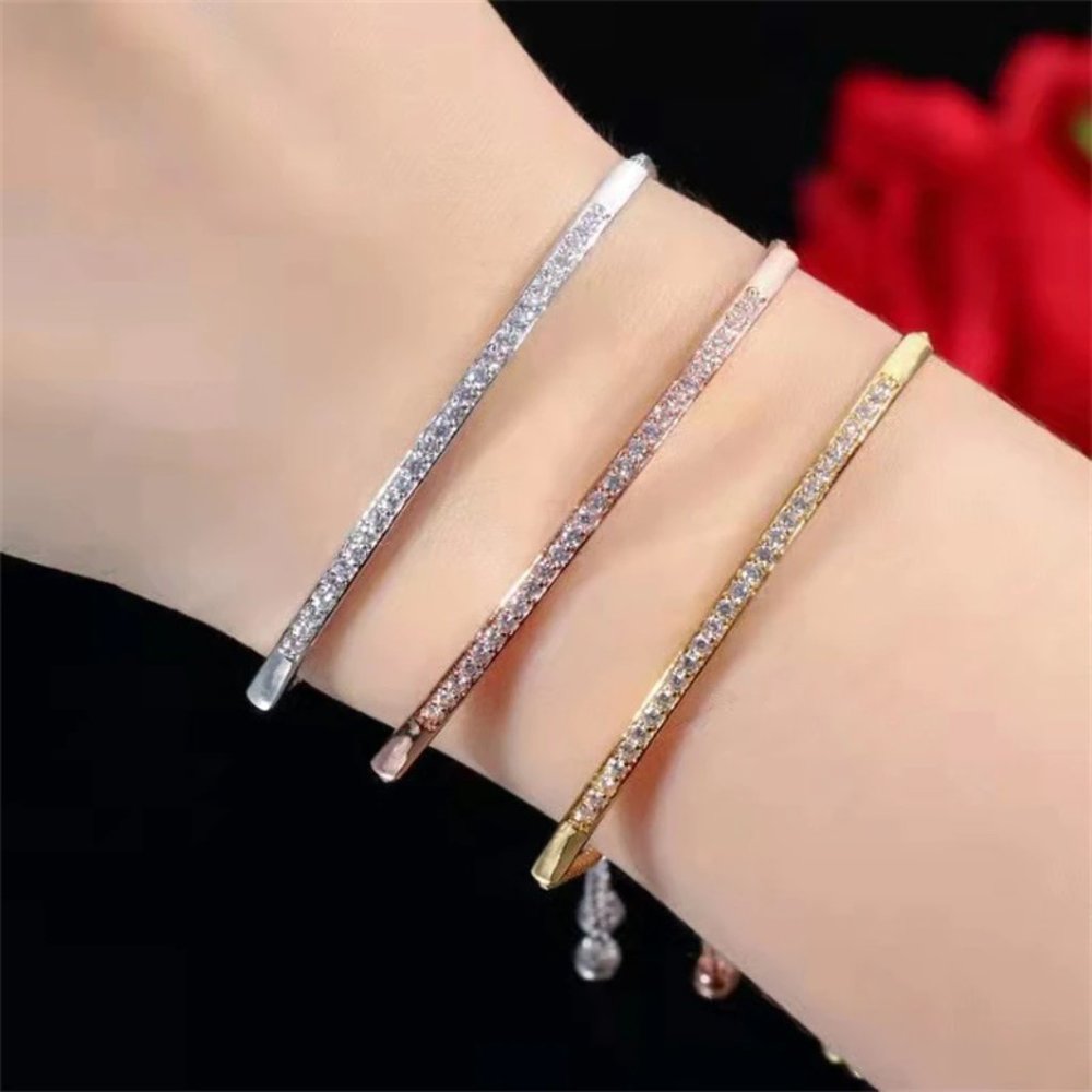 Rose Gold Zircon Slider Bracelet